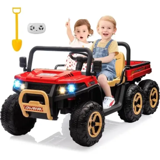 24V Ride-On Toy Truck for Kids - 6 Anti-Slip Tires, Dump Truck, Parent Remote, Music Player, Dual Seats, Sand Shovel, Electric Car for Kids image {8}