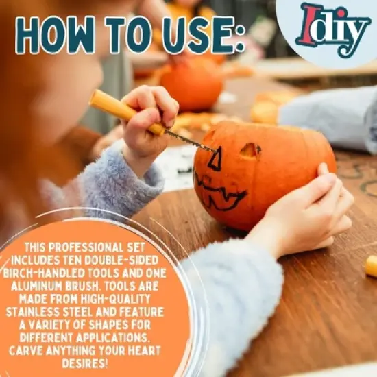 Pumpkin Carving Kit (21 Tool Set)- Halloween Professional Sculpting, Cutting & Carving Knife Supplies for Fall Jack-O-Lanterns, Pumpkins, Decorations image {2}