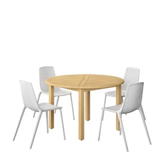 Amazonia 5pc Eucalyptus Round Neville Outdoor Patio Dining Set image {10}
