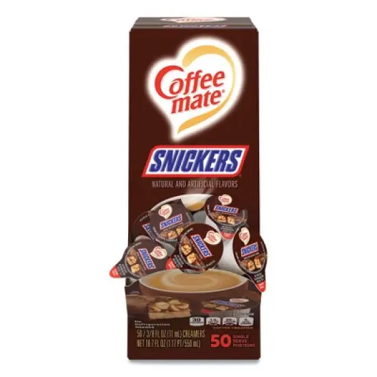 Coffee mate Liquid Coffee Creamer, Snickers, 0.38 oz Mini Cups, 50 Cups/Box image {6}