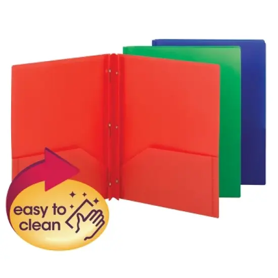 Smead Poly Two-Pocket Folder with Tang Style Fasteners, Letter Size, 3 per Pack image {3}