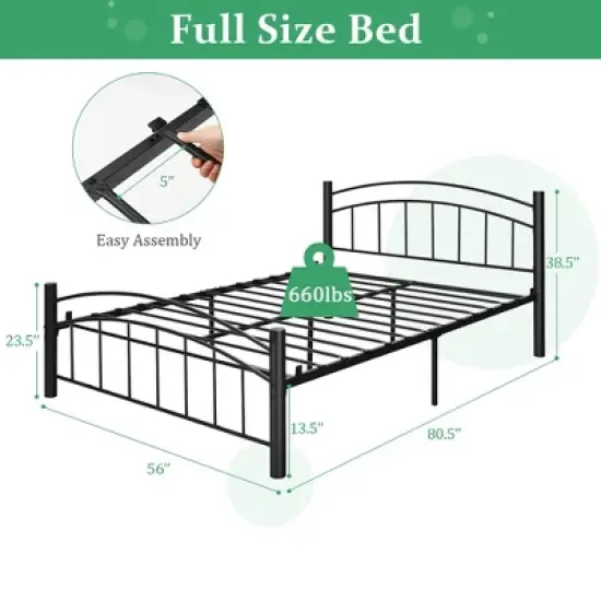 Costway Twin/Full/Queen Size Metal Bed Frame Platform Mattress Foundation with Headboard Footboard image {3}