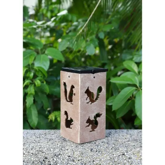 Techko Maid LED Solar 10.8" Portable Squirrel Cut Out Decorative Outdoor Lantern Clear image {4}