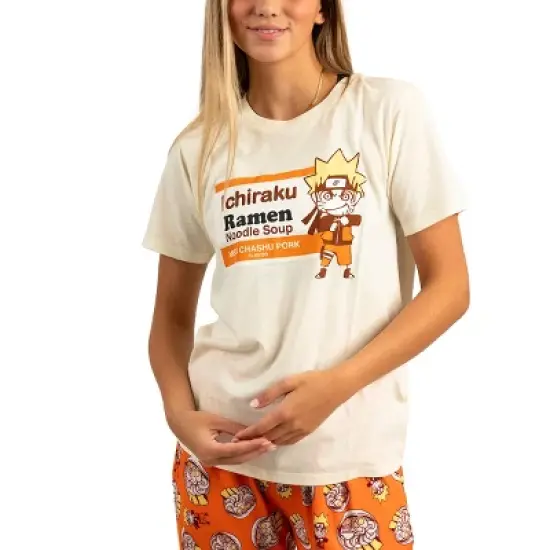 Naruto Ichiraku Ramen Adult Juniors Sleepwear Set with Short Sleeve Tee and Sleep Pants image {1}