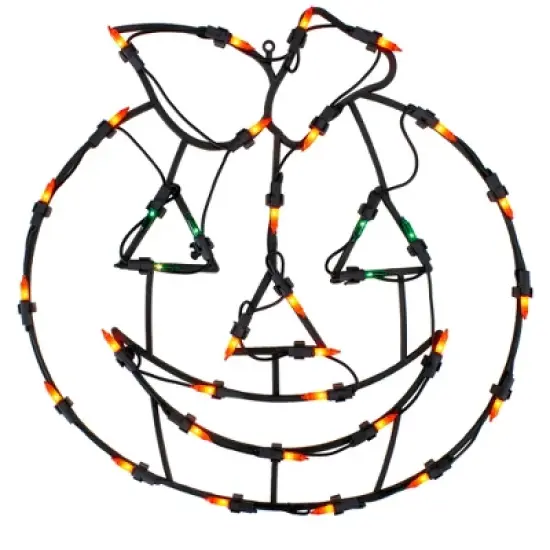 Northlight 14" Jack-O-Lantern Double Sided Halloween Window Silhouette Decoration - Orange/Green image {1}