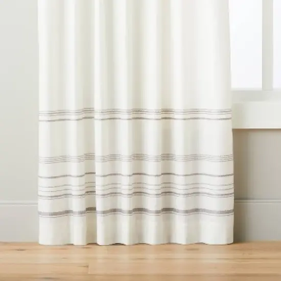 Engineered Hem Stripes Curtain Panel Cream/Gray - Hearth & Hand&trade; with Magnolia image {4}