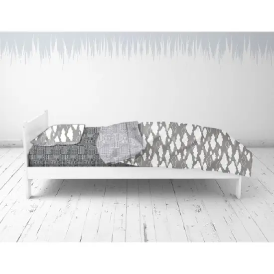 Bacati - Clouds in the City White/Gray 4 pc Toddler Bedding Set image {5}
