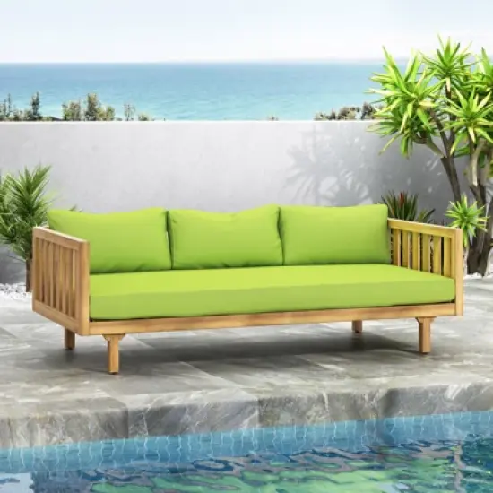 DSVIMOY Daybed, 3 Seater Daybed Conversation Set with Arms, Green, 67.5"*32"*24.25" image {1}