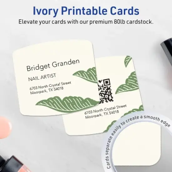 Avery Arched Business Cards, 2" x 2-2/10", Matte Ivory, 300 Total image {2}