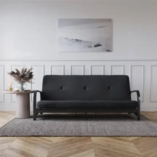 Full 6" Mae Thermobonded High Density Polyester Fill Futon Linen Mattress - Room & Joy image {3}