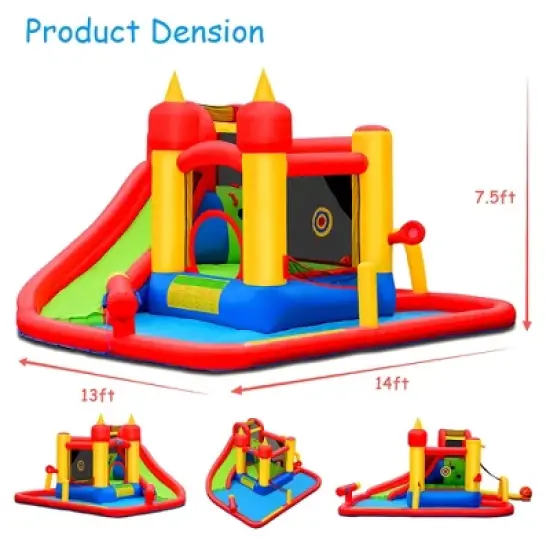 Costway Inflatable Water Slide Jumping Bounce House Bouncy Splash Park image {1}