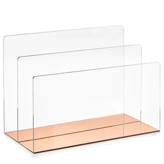 Okuna Outpost Clear Acrylic File Organizer with 2 Slots, Office Desk Paper, Mail, and Letter Sorter, 9 x 5 x 7 In image {7}