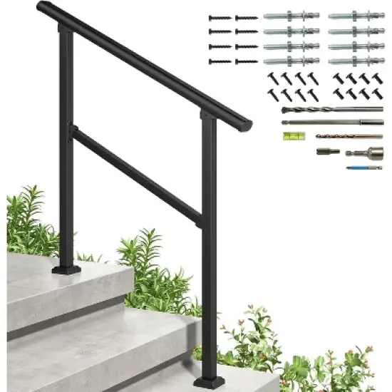 Metal Handrails for Outdoor Steps, Heavy-Duty Stair Railing for 1 to 5 Steps, Handrailing for Enhanced Safety & Stability image {9}