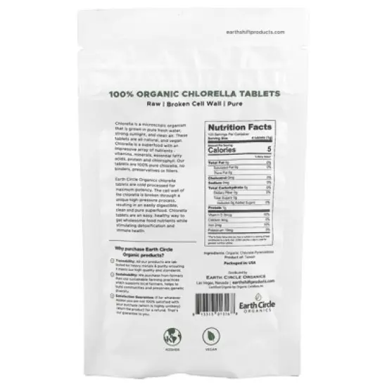 Earth Circle Organics 100% Organic Chlorella Tablets, 400 Tablets image {1}