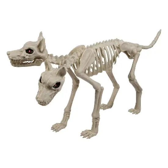 37 3/4" Animated Two-Headed Doberman Dog Skeleton Halloween Decoration image {1}
