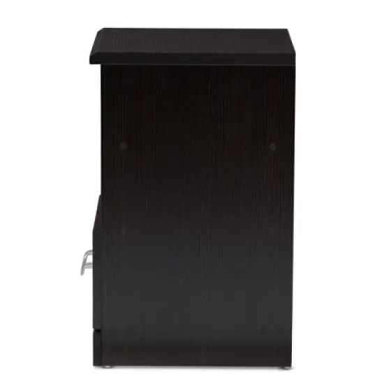 Odelia Modern and Contemporary Finished 1 Drawer Nightstand Dark Brown - Baxton Studio image {3}