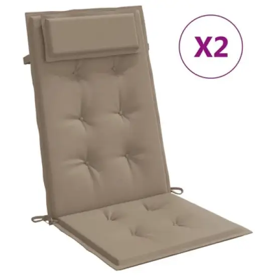 vidaXL Chair Cushion Outdoor High Back Chair Cushion Seat Pad Oxford Fabric - Taupe 2 pcs image {10}