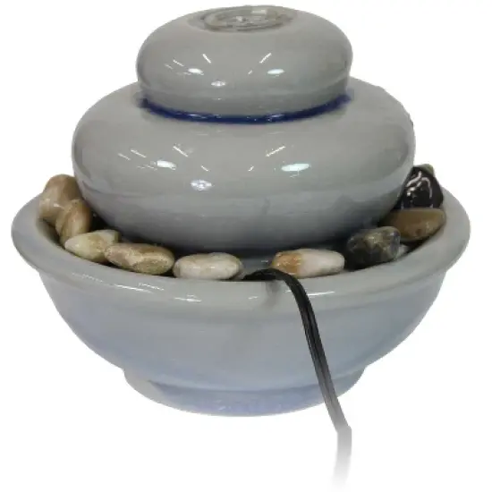 Sunnydaze Indoor Home Decorative Glazed Ceramic Smooth Cascade Tabletop Water Fountain - 7" - Light Gray image {4}