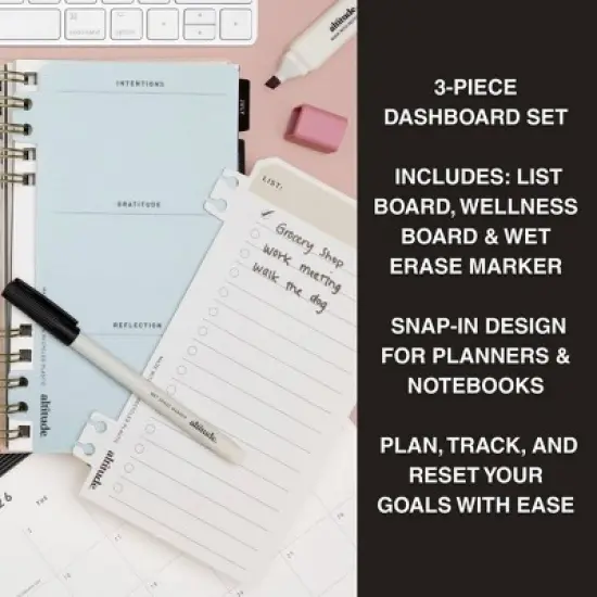 Altitude 3pc Snap-In Dashboard Set List and Wellness with Wet Erase Marker image {1}