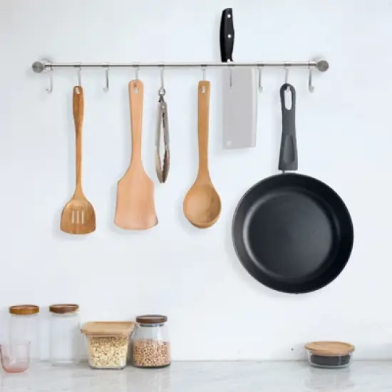 YIYIBYUS Kitchen Stainless Steel Pot Hanging Racks with 10 Pcs Hooks image {1}