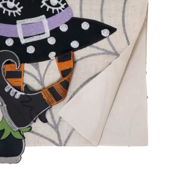 Saro Lifestyle Linen Blend Witch Hat Table Runner, 16"x70", Natural image {1}