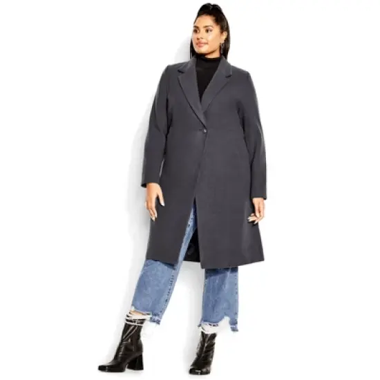 Women's Plus Size Effortless Chic Coat - Charcoal | CITY CHIC image {2}