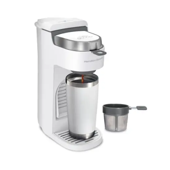 Hamilton Beach The Scoop Single-Serve Coffee Maker 47621: White, 14 oz Capacity, Uses Pods & Ground Coffee, Dishwasher-Safe image {7}