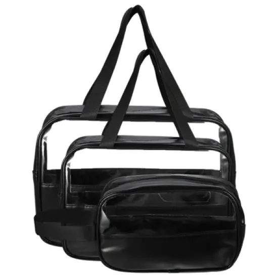 Unique Bargains Women's Durable Transparent Patchwork Makeup Bag 3 Pcs image {5}