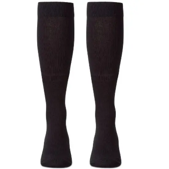 Memoi 2 Pair Solid Cotton Blend Graduated Compression Socks Black-Black 10-13 image {1}