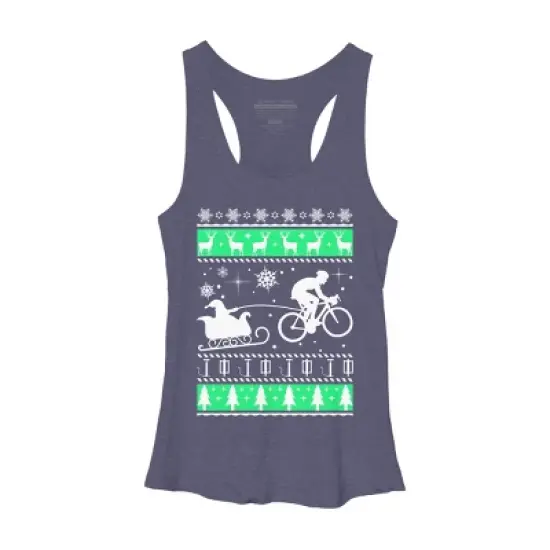 Women's Design By Humans Christmas Santa Cycling Sleigh By LewismartinStore Racerback Tank Top image {4}