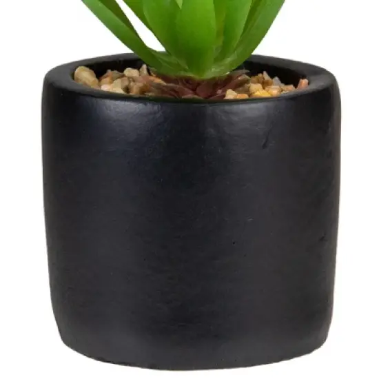 Northlight 7" Green Artificial Sword Grass in Black Pot image {2}