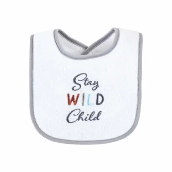 Hudson Baby Infant Boy Cotton Terry Drooler Bibs with Fiber Filling, Boy Gray Woodland, One Size image {3}