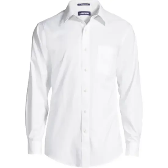 Lands' End Men's Solid No Iron Supima Pinpoint Straight Collar Dress Shirt image {6}
