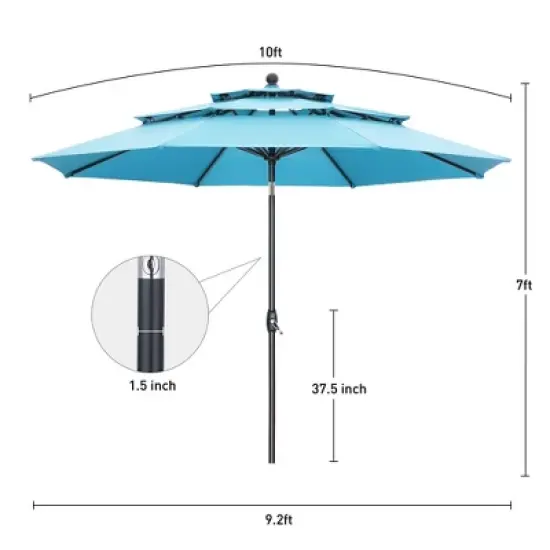 Ainfox 10ft  3-Tier Vented Beach Umbrella image {2}