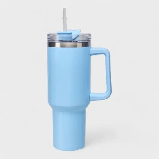 40oz Stainless Steel Insulated Tumbler with Handle and Straw Lid image {4}