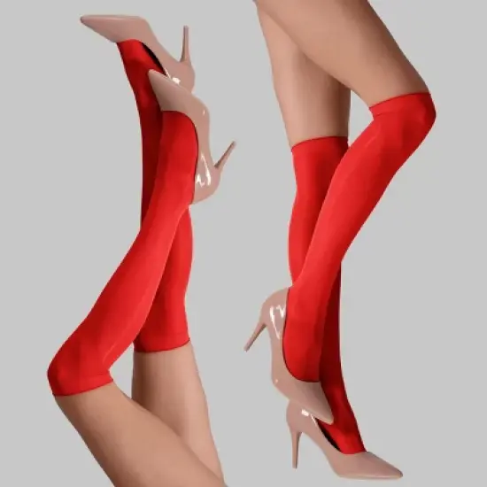 LECHERY Women's Lustrous Silky Shiny Sheer Dress Nylons Knee-Highs Stockings Socks (2 Pairs) image {12}