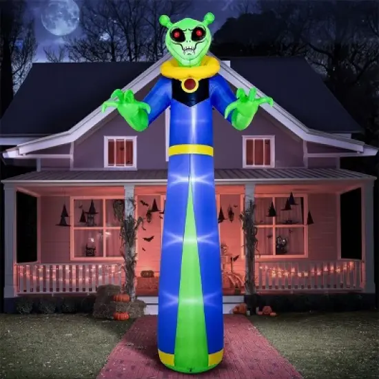 Joyfy 12 FT Giant Halloween Inflatable Outdoor Decoration, Alien Wizard Ghosts with LEDs for Halloween Indoor Outdoor Yard Lawn Garden Decoration image {7}