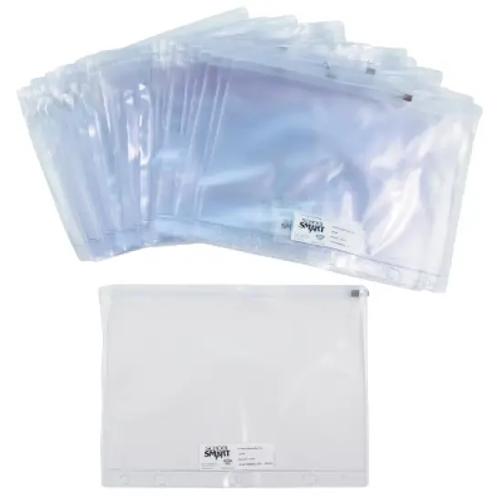 School Smart Zipper Binder Pouches , 7 x 10 Inches, Clear and White, Pack of 24 image {2}