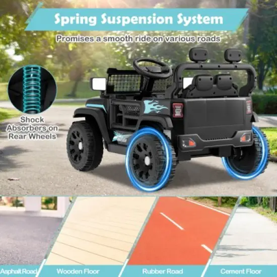 Costway 12V Kids Ride on Truck Car Battery Powered Electric Vehicle with Remote Control White/Purple/Red/Blue/Black/Pink image {6}