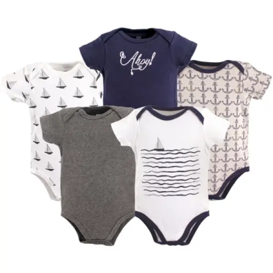 Hudson Baby Infant Boy Cotton Bodysuits 5pk, Sailboat image {1}