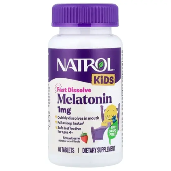 Natrol Kids, Melatonin, Ages 4+, Strawberry, 40 Tablets image {2}