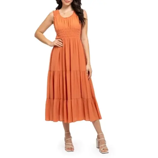 August Sky Women's Sleeveless Tiered Midi Dress image {5}