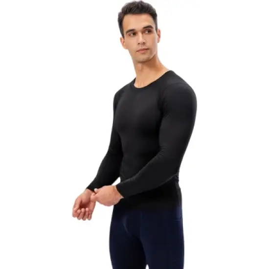 Anna-Kaci Active Men's Long Sleeve Compression Shirt with Crew Neck and Moisture-Wicking Stretch Fabric image {3}