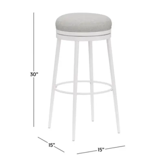 Aubrie Backless 30" Swivel Barstool Off White/Silver - Hillsdale Furniture image {2}