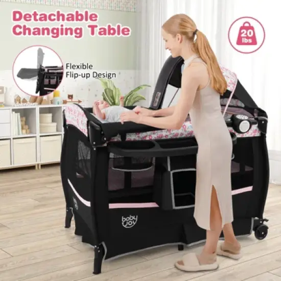 Infans 4 in 1 Portable Pack & Play Foldable Baby Bassinet w/Mattress Carrying Bag image {4}