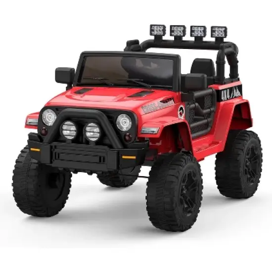 2-Seater 12V Ride-On Truck for Kids, Electric Battery Powered Car with Parental Remote Control, Safety Belt, All-Terrain Jeeps for Boys Girls image {9}