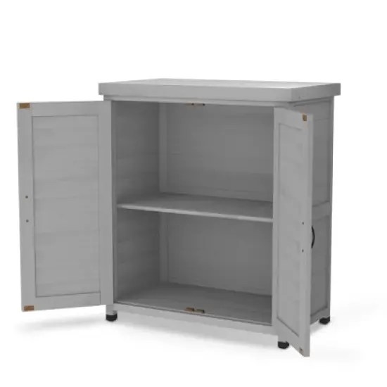 Cesicia White 31'' x 17'' x 36'' Potting Bench with Storage Cabinet and Metal Table Top for Outdoor Patio image {2}