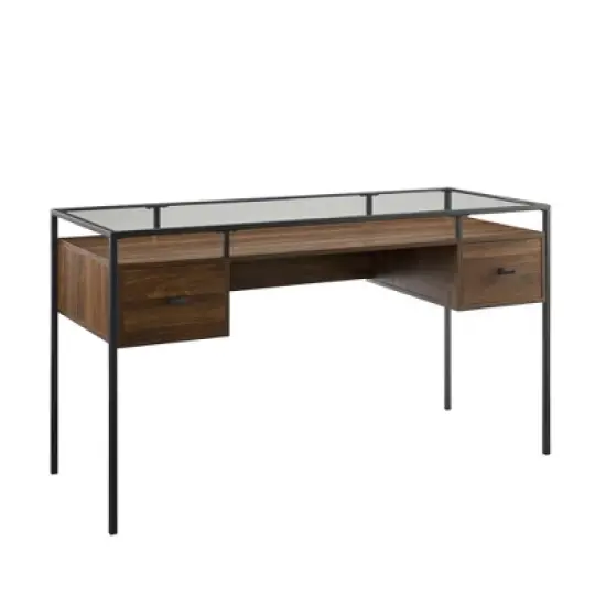 Lamvia Contemporary 2 Tier Glass Top Desk - Saracina Home image {4}