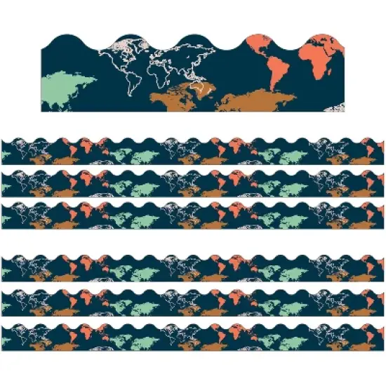 Carson Dellosa Education Let's Explore World Map Scalloped Border, 39 Feet Per Pack, 6 Packs image {3}