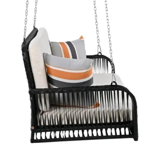 CAVINAS 500lbs 2-Seater Patio Swing Bench,Chic Hanging Swing Loveseat Sofa,Outdoor Swing Bench with Armrest&Pillows,Hanging Sofa Outdoor image {1}